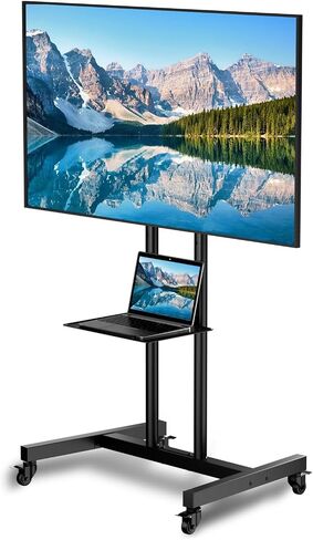 Rolling TV Stand, TV Stand with Wheels for 32-70 inch TV, Hight Adjustable,15° Adjustable Viewing Angle, Portable TV Stand with Shelf, Max 88 LBS, Vesa max 600×400 in Saudi Arabia