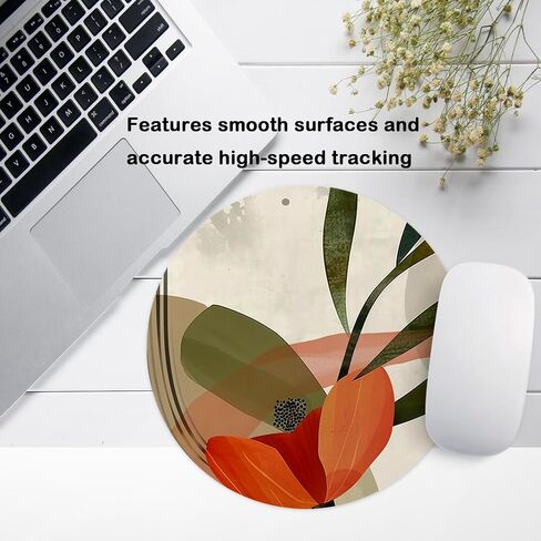 Mouse Pad, Abstract Art Personalized Design, Washable Round Mouse Pads for Office Laptops, Non-Slip Rubber Base for Computer Desk Wireless Mouse (Abstract Flower, Round) in Saudi Arabia
