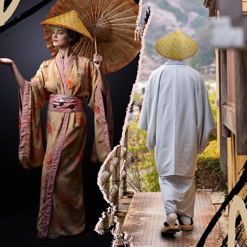 3 قطع من إكسسوارات زي الساموراي الياباني، قباقيب خشبية يابانية مع جوارب تابي وقبعة ساموراي للرجال والنساء in Kuwait