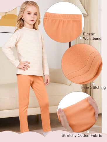 5 Pack Girls Leggings Cotton Leggings for Girls Tights Pants for Kids Toddler Stretchy Full Length Multipack Pull On in Kuwait