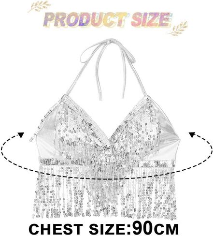 COSYDAYS Sequin Tassel Crop Top Sparkly Fringe Top Bra for Women in Saudi Arabia