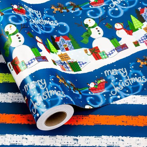 Garbendy Christmas Wrapping Paper Mini Roll - Red Patterns Reindeer/Snowflake/Christmas Tree/Letters Design in Silver Glitter Wrapping Paper Perfect For Christmas Day - 17in x 32.8ft in Kuwait