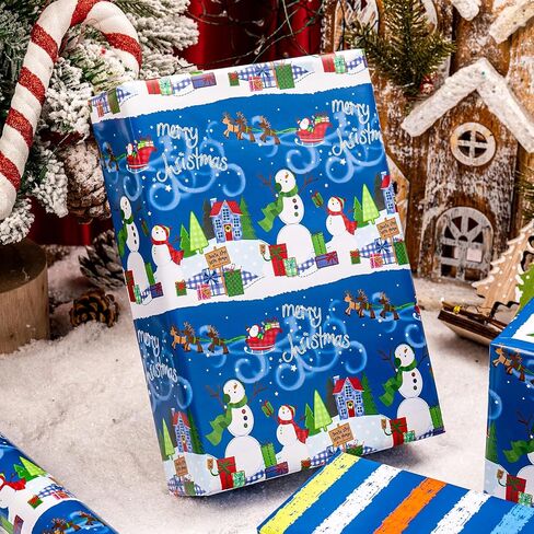 Garbendy Christmas Wrapping Paper Mini Roll - Red Patterns Reindeer/Snowflake/Christmas Tree/Letters Design in Silver Glitter Wrapping Paper Perfect For Christmas Day - 17in x 32.8ft in Kuwait