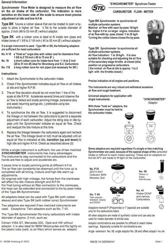STE Schleyer Genuine German Carburettor Carb Balancer - DCOE DHLA Dellorto DCNF IDF Weber SK BK (Model SK) in Saudi Arabia