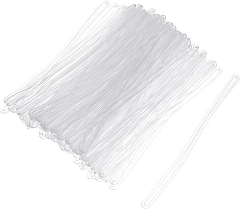 100 Pack 6 inch Clear Plastic Luggage Loop Straps, Worm Loops for Luggage Tags, Plastic Name Tag Loop for Identification Cards ID Badge Holder Business Card Insert Bags Tags Photo Suitcase Label in Saudi Arabia
