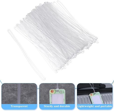 100 Pack 6 inch Clear Plastic Luggage Loop Straps, Worm Loops for Luggage Tags, Plastic Name Tag Loop for Identification Cards ID Badge Holder Business Card Insert Bags Tags Photo Suitcase Label in Saudi Arabia