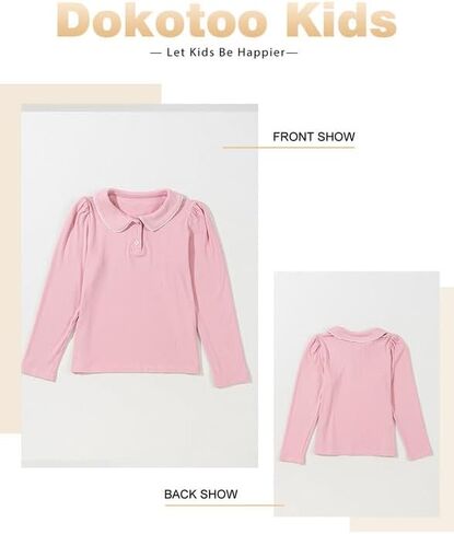 Girls Cute Long Sleeve Shirts Casual Peter Pan Collar Button Tops Blouse 6-15 Years in Saudi Arabia