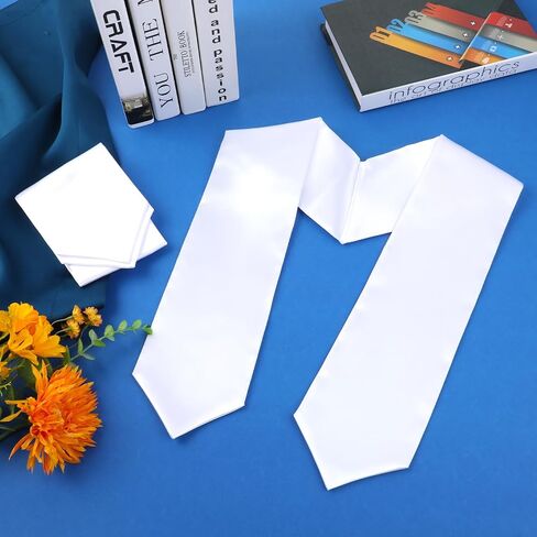 2 PCS 30" Graduation Stole Unisex White Plain Sublimation Stoles Blanks Graduation Sash 2024 Honor Stole for School/Church Ceremony in Saudi Arabia