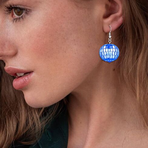 YANCHUN ديسكو الكرة القرط مجموعة مرآة الكرة قلادة 70S ديسكو الزي امرأة زي الملحقات للفتيات in Kuwait