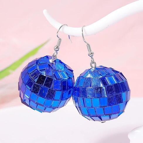 YANCHUN ديسكو الكرة القرط مجموعة مرآة الكرة قلادة 70S ديسكو الزي امرأة زي الملحقات للفتيات in Kuwait