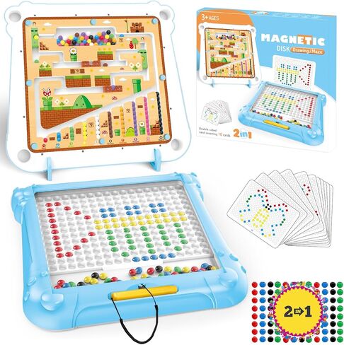 متاهة مغناطيسية للأرقام والألوان 2 في 1 - لوحة رسم مغناطيسية للأطفال الصغار، لعبة مونتيسوري للأطفال بعمر 3 سنوات فما فوق، لعبة تعليمية للسفر بالسيارة للأطفال من سن 4 إلى 5 و6 سنوات، هدية للأولاد والبنات in Saudi Arabia