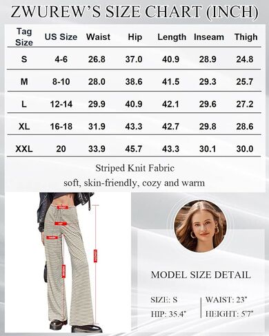 Zwurew Women's Striped Pants Wide Leg Drawstring Elastic Waist Comfy Knit Pajama Lounge Pants Sleepwear with Pockets in Saudi Arabia