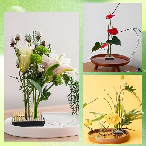 4 قطع من ضفادع الزهور، حامل زهور نحاسي مستطيل، مزهرية إيكيبانا اليابانية، ضفادع الزهور، منظم الزهور، دبوس أدوات ثابتة لترتيب الزهور، حرف يدوية منزلية، 2 × 1.3 بوصة in Kuwait