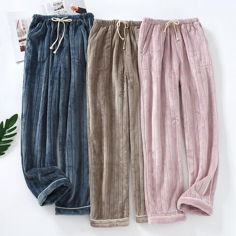 Women's Fuzzy Pajama Pants Comfy Warm Fleece Pajama Lounge Long Pants Sleepwear Home Pants with Pockets in Saudi Arabia