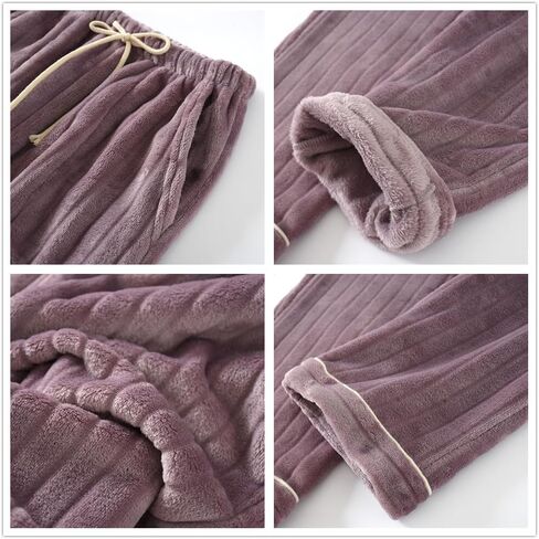 Women's Fuzzy Pajama Pants Comfy Warm Fleece Pajama Lounge Long Pants Sleepwear Home Pants with Pockets in Saudi Arabia