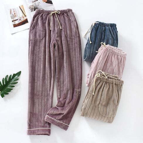 Women's Fuzzy Pajama Pants Comfy Warm Fleece Pajama Lounge Long Pants Sleepwear Home Pants with Pockets in Saudi Arabia