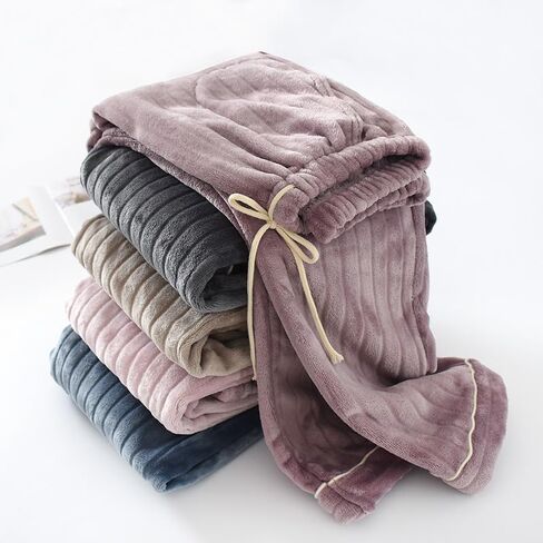Women's Fuzzy Pajama Pants Comfy Warm Fleece Pajama Lounge Long Pants Sleepwear Home Pants with Pockets in Saudi Arabia