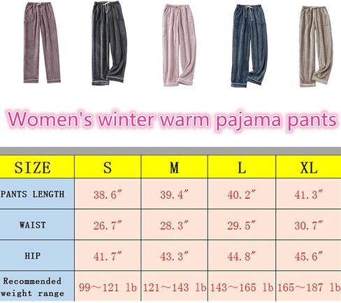 Women's Fuzzy Pajama Pants Comfy Warm Fleece Pajama Lounge Long Pants Sleepwear Home Pants with Pockets in Saudi Arabia