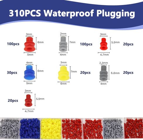 535PCS 26Type Pins Connector Kit,Car Electrical Wire Connector Pins Terminal 1/1.5/1.8/2.2/2.8/3.5mm Automotive Pin Connectors Wire Removal Non-Insulated Plug Male Female Crimp in Kuwait