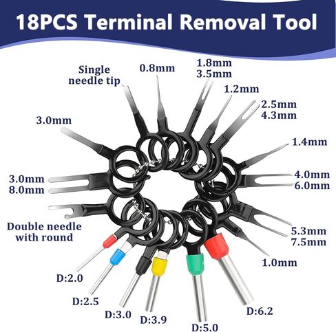 535PCS 26Type Pins Connector Kit,Car Electrical Wire Connector Pins Terminal 1/1.5/1.8/2.2/2.8/3.5mm Automotive Pin Connectors Wire Removal Non-Insulated Plug Male Female Crimp in Kuwait