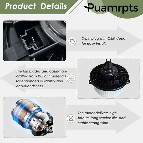محرك منفاخ تيار متردد متوافق مع - مركبات هوندا - أكورد 2003-2007، أوديسي 2005-2010، ريدجلاين 2006-2014 - استبدال # 79310SDCA01، 75735، 700003 in Kuwait