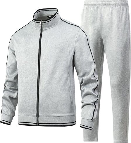 Men's 2 Pieces Athletic Tracksuit Full-Zip Workout Sweatsuit with Active Jackets and Pants in Saudi Arabia