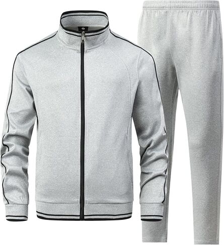 Men's 2 Pieces Athletic Tracksuit Full-Zip Workout Sweatsuit with Active Jackets and Pants in Saudi Arabia