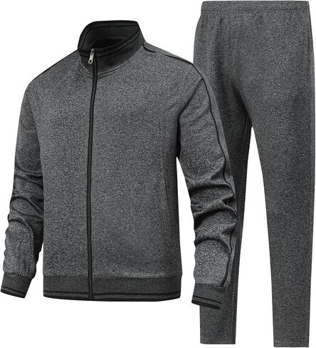 Men's 2 Pieces Athletic Tracksuit Full-Zip Workout Sweatsuit with Active Jackets and Pants in Saudi Arabia