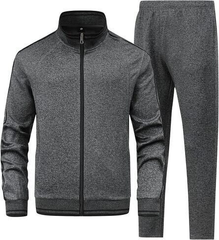 Men's 2 Pieces Athletic Tracksuit Full-Zip Workout Sweatsuit with Active Jackets and Pants in Saudi Arabia