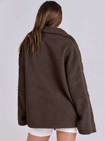 ANRABESS Womens Fleece Jacket Oversized Zip Up Sherpa Fuzzy Casual Coats Winter Fall Outerwear 2024 Clothes with Pockets in Saudi Arabia