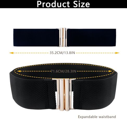 قطعتان من حزام الفستان للنساء، حزام عريض باللونين الأبيض والأسود، أحزمة مطاطية للنساء وأحزمة خصر مطاطية للنساء للفساتين ذات مشبك معدني متعدد الألوان in Kuwait