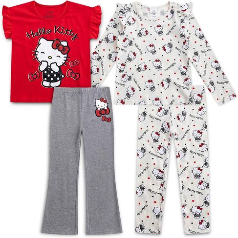 Hello Kitty Sanrio Girls Long Sleeve Shirt, T-shirt, and Pants 4 Pack Set for Big Kids in Saudi Arabia