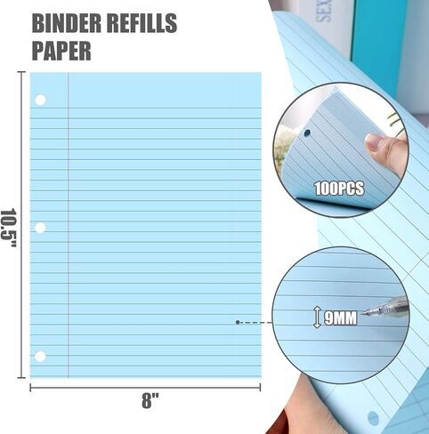 HIBOX 100 Sheets Lined Loose Leaf Paper, Pink 3 Holes Ruled Binder Refill Paper Filler Paper for Women Girls Writing Work Meeting Note Taking in Saudi Arabia
