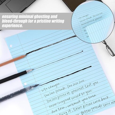 HIBOX 100 Sheets Lined Loose Leaf Paper, Pink 3 Holes Ruled Binder Refill Paper Filler Paper for Women Girls Writing Work Meeting Note Taking in Saudi Arabia
