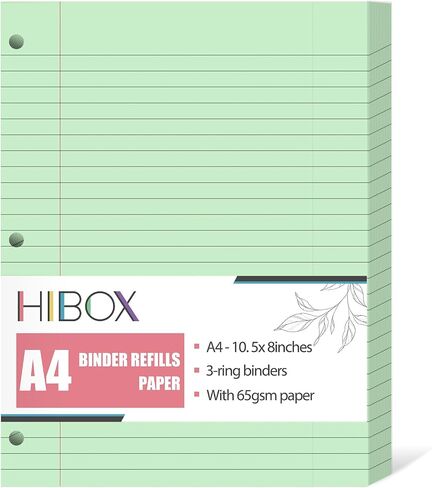HIBOX 100 Sheets Lined Loose Leaf Paper, Pink 3 Holes Ruled Binder Refill Paper Filler Paper for Women Girls Writing Work Meeting Note Taking in Saudi Arabia