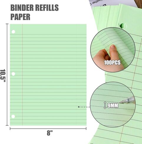 HIBOX 100 Sheets Lined Loose Leaf Paper, Pink 3 Holes Ruled Binder Refill Paper Filler Paper for Women Girls Writing Work Meeting Note Taking in Saudi Arabia