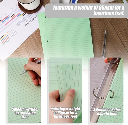 HIBOX 100 Sheets Lined Loose Leaf Paper, Pink 3 Holes Ruled Binder Refill Paper Filler Paper for Women Girls Writing Work Meeting Note Taking in Saudi Arabia