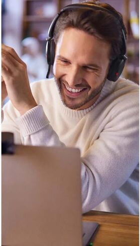 Jabra Evolve2 65 Flex Wireless Stereo Headset - Bluetooth, Noise-Cancelling ClearVoice Technology & Hybrid ANC - Works with All Leading UC Platforms Such As Zoom & Google Meet - Black in Saudi Arabia