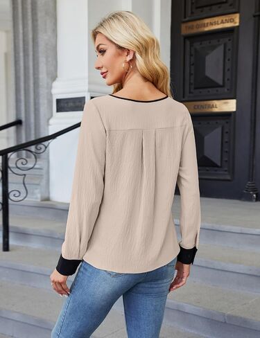 Blooming Jelly Womens Business Casual Long Sleeve Tops Color Block Fall Outfits 2024 Dressy Basic Work Shirts in Saudi Arabia