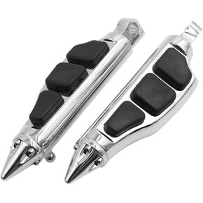 1 Pair 10mm Aluminum Aolly Motorcycle Rearsets Rear Set Footrest Footpeg Foot Rest Peg Bike Bicycle Cycling Black Silver Tone for Harley Davidson Item Replacement