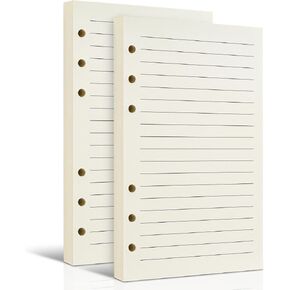 2 Packs A6 Refillable Paper, A6 Line Refill Paper, A6 Binder Refills for 6-Ring Binders Planner Traveller Journal Notebook Dairy, 7mm Ruled Filler Paper Insert, 80 Sheets 160 Pages, Lined