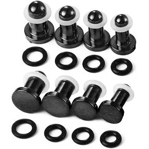 LADEMAYH 18g-00g Stainless Steel Ear Stretching Kit with 0.5mm Increments, Comfy Short Ear Tapers with Rubber Rings, Easy & Safe Dead Stretching Plugs Body Piercing Jewelry Set for Women and Men (Black)