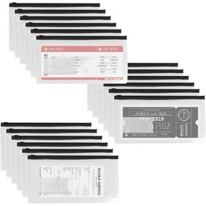 100 Pcs Clear Plastic Envelopes, Plastic Zipper Pouches with Label Pocket, A6 Clear Zipper Pouches for School Office Supplies, 9.2" x 4.7"