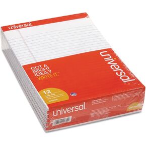 Universal 20630 Perforated Edge Writing Pad, Legal Ruled, Letter, White, 50 Sheet (Pack of 12)