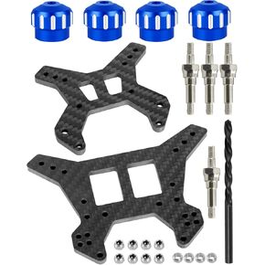 RC Shock Towers &Shock Cap Protector &Shock Standoff Upgrades Part for 1/8 Typhon 6S BLX,Carbon Fibre Front Rear Shock Towers Alloy Aluminium Shock Cap,Titanium