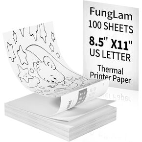 Thermal Printer Paper 8.5" x 11", Thermal Papers, Continuous Thermal Printer Paper, Multipurpose Thermal Paper for JADENS/Itari/M08F/A40Portable Thermal Printers,100 Sheet.
