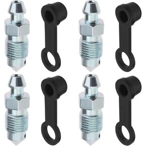 ECSiNG 4Pcs M10x1mm Bolt Bleed Screw with Dust Cap Disc Brake Caliper Exhaust Screw Galvanized Metal Bleed Screw Accessories for Motorcycles Cars Brake Pumps