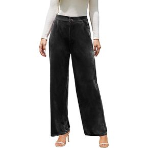 Velvet Pants for Women Dressy Women Casual Wide Leg Pants Stretchy High Waisted Velour Palazzo Pants