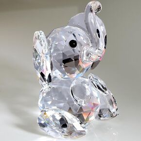 DUQGUHO Crystal Glass Elephant Decor Cute Elephant Gifts for Women White Elephant Crystal Figurines Inspirational Gifts for Women Mom Crystal Figurines Collectible Gift for Elephant Lovers