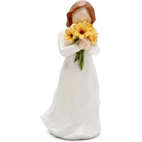 Hodao Resin Female Figurine Holding Flowers-Handcrafted Sculpture Statue for Home Decor-Elegant Resin Art Collectible for Shelf,Table or Mantel-Thoughtful Gift for Sympathy,Comfort,Remembrance (2)